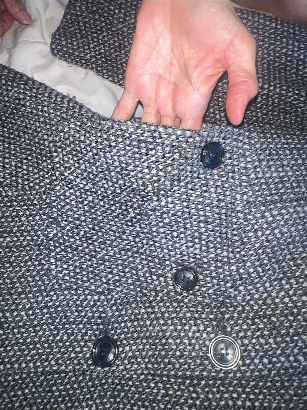 DKNY Gray Textured Button-Front Pea Coat - Picture 6 of 9